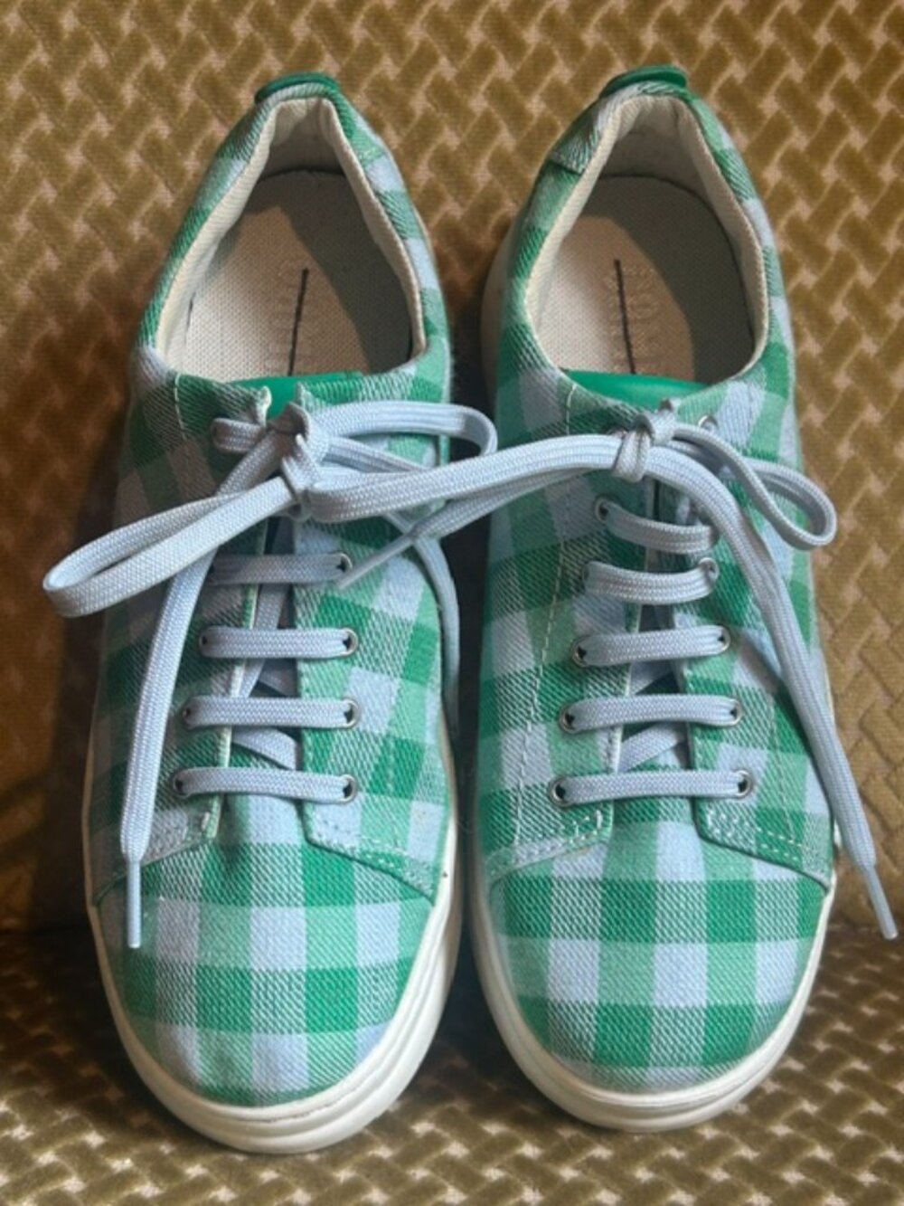 Camper Gingham Check Apple Green Sky Blue Print Platform Sneakers